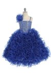 Turquoise/Silver Single Shoulder Princess Pageant Girl Ball Gown