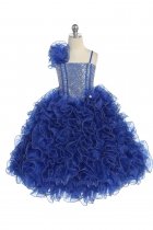 Royal Blue Single Shoulder Princess Pageant Girl Ball Gown