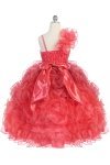 Aqua Single Shoulder Princess Pageant Girl Ball Gown