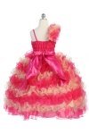 Aqua Single Shoulder Princess Pageant Girl Ball Gown