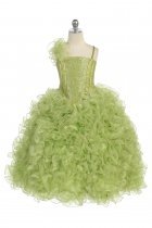 Lime Single Shoulder Princess Pageant Girl Ball Gown