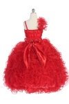 Aqua Single Shoulder Princess Pageant Girl Ball Gown