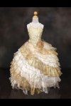 Turquoise/Gold Sleeveless Organza Ruffled Dress with Diagonal Layers Pageant Dress Turquoise/Gold Sleeveless Organza Ruffled Dress with Diagonal Layers Pageant Dress