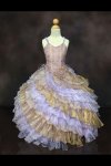 Turquoise/Gold Sleeveless Organza Ruffled Dress with Diagonal Layers Pageant Dress Turquoise/Gold Sleeveless Organza Ruffled Dress with Diagonal Layers Pageant Dress
