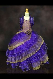 Purple/Gold Sleeveless Organza Ruffled Dress with Diagonal Layers Pageant Dress Purple/Gold Sleeveless Organza Ruffled Dress with Diagonal Layers Pageant Dress
