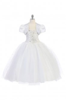 White Sweetheart with Rhinestones and Pearls Beading Ball Gown Dress