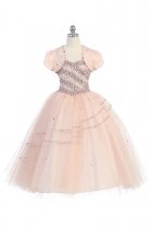 Blush Pink Sweetheart Rhinestone Beaded Ball Gown Dress