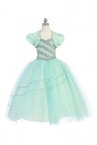 Mint Sweetheart Rhinestone Beaded Ball Gown Dress