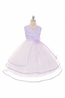 Lilac Satin & Tulle Multi Tiered Flower Girl Dress Lilac Satin & Tulle Multi Tiered Flower Girl Dress