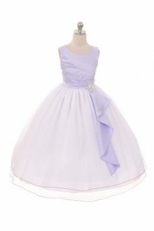 LilacWhite Satin Surplice Top with Double Layer Tulle Flower Girl Dress LilacWhite Satin Surplice Top with Double Layer Tulle Flower Girl Dress
