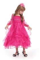 Fuchsia Crystal Pleated Extravagent Multi-layered Petal Flower Girls Dress