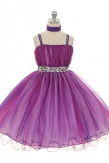 Chic Two-Tone Tulle Flower Girls Dress PurpleFuchsia