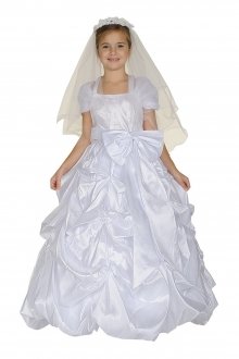 White Big Bow Princess Pick Up Flower Girl Dress B1094-WH