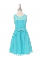 Aqua Sweetheart Chiffon Flower Girl Dress