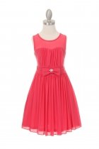 Coral Sweetheart Chiffon Flower Girl Dress