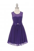 Purple Sweetheart Chiffon Flower Girl Dress