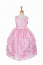 Pink 3D Flower Sequin Lace Dress with Flower Accent Flower Girl Dress
