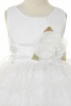 Ivory/Ivory Satin and Ruffled Organza Skirt Flower Girl Dress