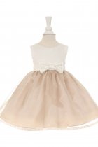 Ivory/Champagne Satin Overlay Organza Infant Girl Dress