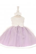 Ivory/Lilac Satin Overlay Organza Infant Girl Dress