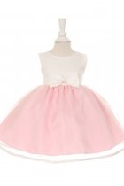 Ivory/Pink Satin Overlay Organza Infant Girl Dress