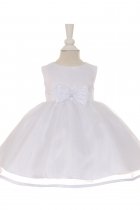 White Satin Overlay Organza Infant Girl Dress