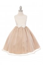 Ivory/Champagne Satin Overlay Organza Flower Girl Dress