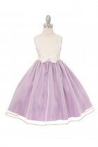Ivory/Lilac Satin Overlay Organza Flower Girl Dress