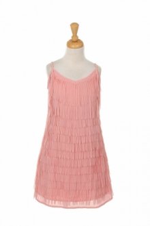 Blush Chiffon and Jersey Fringe Dress 
