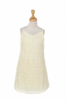 Ivory Chiffon and Jersey Fringe Dress 
