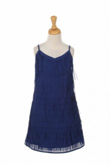 Royal Blue Chiffon and Jersey Fringe Dress 