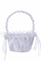 White Sweet Satiny Sheen and Itty-Bitty Decorative blooms Girl Basket