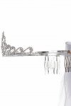 Gorgeous Heart Rhinestone Tiara with Dangling Cross Communion Veil 
