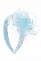 Blue Beautiful Mesh Flower with Rhinestones Headband