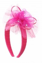 Fuchsia Beautiful Mesh Flower with Rhinestones Headband