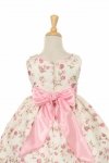 Pink Sleeveless Jacquard Dress with Printed Floral Flower Girl Dress Pink Sleeveless Jacquard Dress with Printed Floral Flower Girl Dress