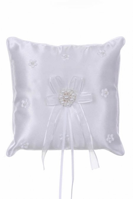 White Pearls and Flowers Ring Pillow White Pearls and Flowers Ring Pillow