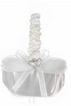 Ivory Satin with Rhinestone Heart Girl Basket