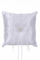 White Pearls and Flowers Ring Pillow