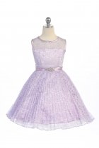 Lilac Lace Pleated Flower Girl Dresses