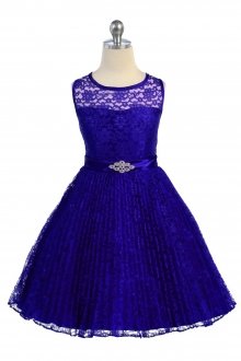 Royal Blue Lace Pleated Flower Girl Dresses Royal Blue Lace Pleated Flower Girl Dresses