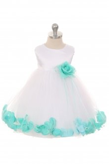 White/Mint Infant Rose Petal Flower Girl Dress