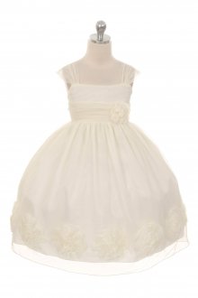 Ivory Large 3D Mesh Flower Girl Dress