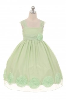 Mint Large 3D Mesh Flower Girl Dress