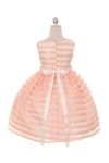 Yellow Chenille Stripe Organza Flower Girls Dress