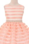 Yellow Chenille Stripe Organza Flower Girls Dress