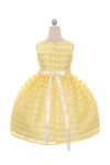 Yellow Chenille Stripe Organza Flower Girls Dress