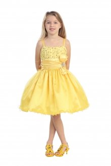 Perfect Tulle Polka Dot Printed Yellow Dress