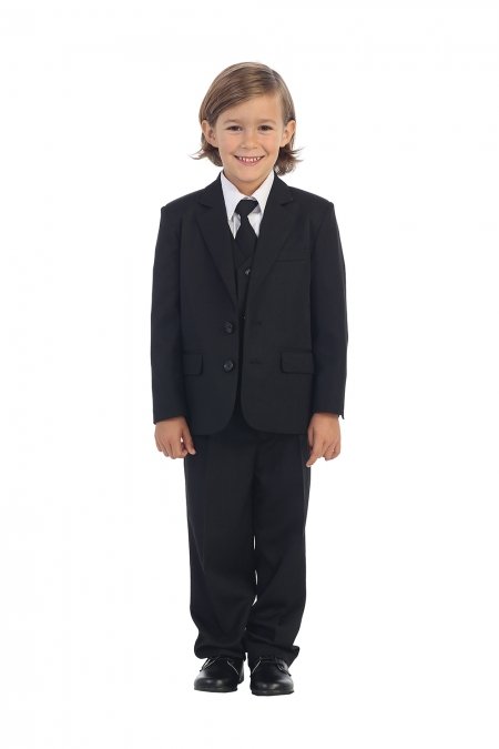 Black Boys Suit - Style 4008 - Boys 5 Piece Suit Black Boys Suit - Style 4008 - Boys 5 Piece Suit