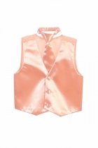 Peach Fancy Solid Vest & Windsor Tie Set